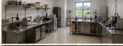 Render del laboratorio di controllo qualità Nocciolami